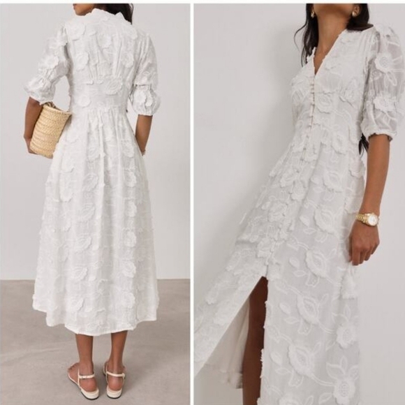 Vita Grace Sierra Embroidered Cotton Summer Day Dress White - Picture 2 of 16